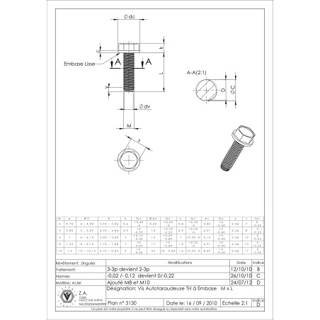 1 x Self Tapping Screw Hexagonal Head Flange Smooth 8X12 Zinc Plated