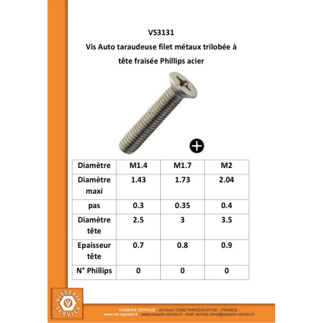1 x Self Tapping Screw Thread Machine Countersunk Head Phillips Zinc Plated 1.7X6 micro screw