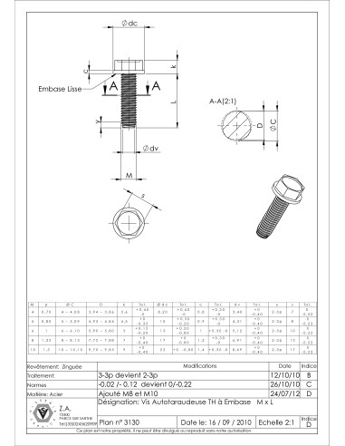 1 x Self Tapping Screw Hexagonal Head Flange...