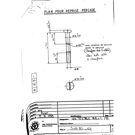 1 x Machine Screw Large Pan Head Slotted M8X65 With Hole 3.8 Steel