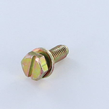1 x Machine Screw Hex Head Slotted M6X18 With Washer Yellow Zinc