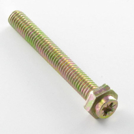 1 x Cassette Screw Hexagonal Head Pozi M6X45 Pozi 2 Class Class 6.8 Yellow Zinc