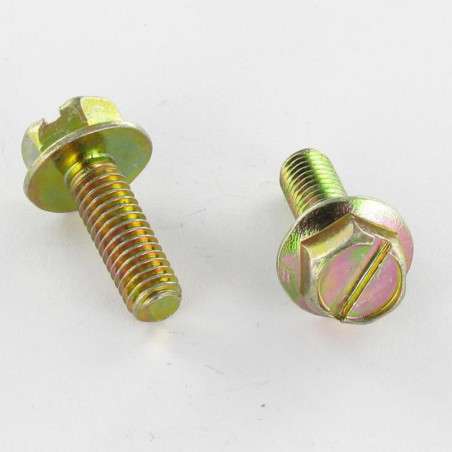 1 x Machine Screw Hexagonal Head M5X18 Flange 11 Slotted Yellow Zinc