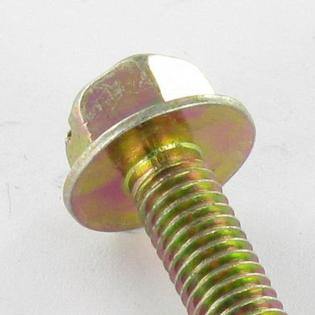 1 x Machine Screw Hexagonal Head M5X18 Flange 11 Slotted Yellow Zinc