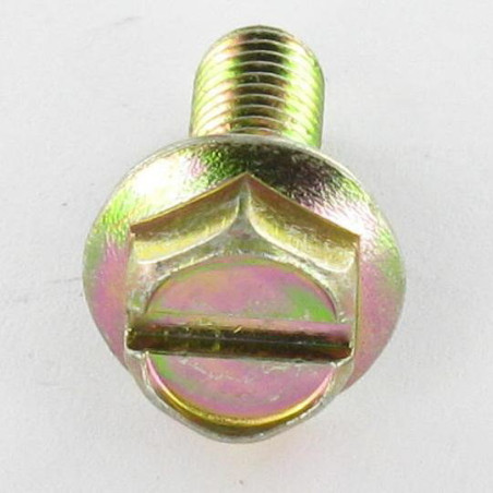 1 x Machine Screw Hexagonal Head M5X18 Flange 11 Slotted Yellow Zinc