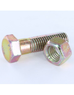 Bolt With Nut Hexagonal Head M12X20 Yellow Zinc