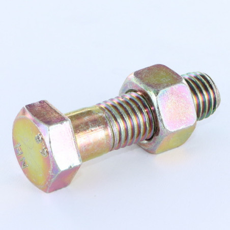 1 x Bolt With Nut Hexagonal Head M12X25 Yellow Zinc