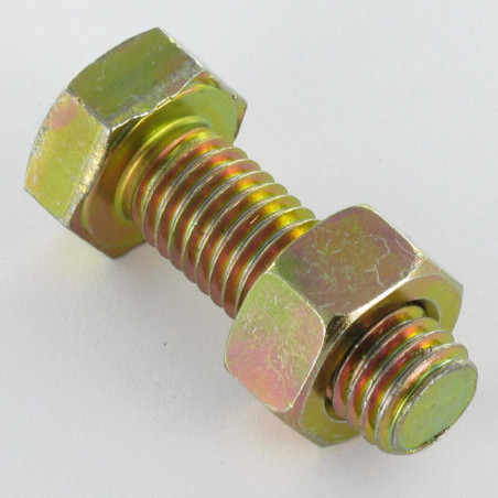1 x Bolt With Nut Hexagonal Head M12X25 Yellow Zinc