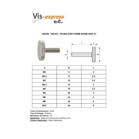 1 x Machine Screw Knurlled Low Stainless Steel A1 M8X25