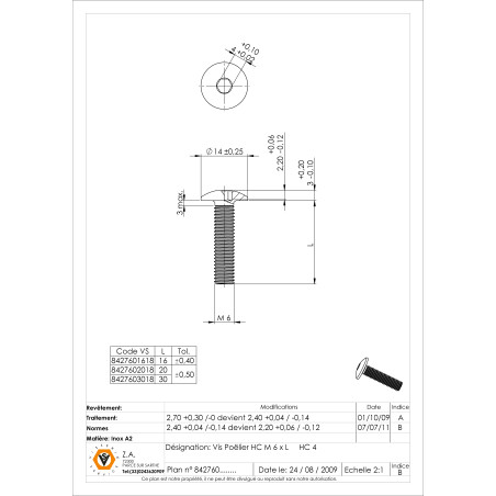 1 x Machine Screw Mushroom Hexagon Socket 4 M6X16 Stainless Steel