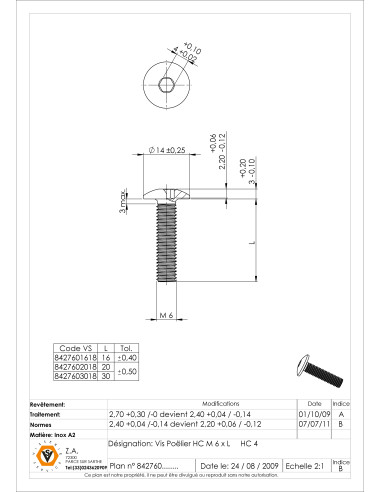 1 x Screw Mushroom Hexagon Socket 4 M6X30...