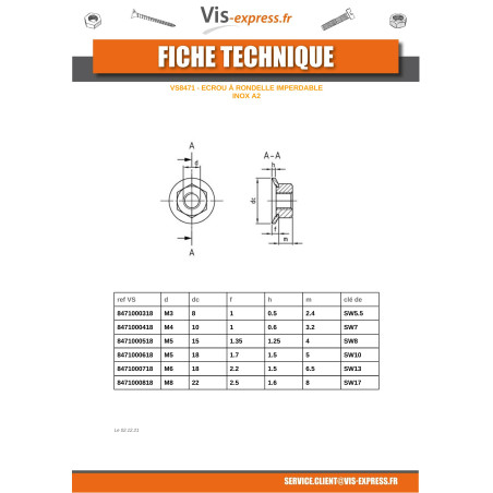 1 x Comby-nuts with conical washer 18 M6 Stainless Steel A2