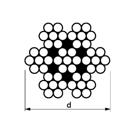 1 x Meter of Soft Wire Rope Diameter 10 Stainless Steel A4 7X7 Breaking load 5200 kg (Sold By Meter)
