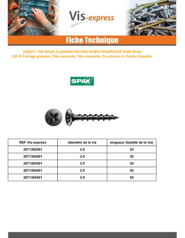 1 x Drywall Screw Spax 3.9X35 Phosphated Plain...