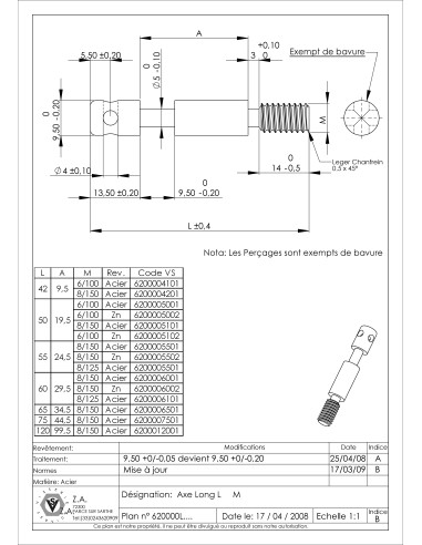1 x Rod Zinc Plated long M8X55 Pitch 1.5
