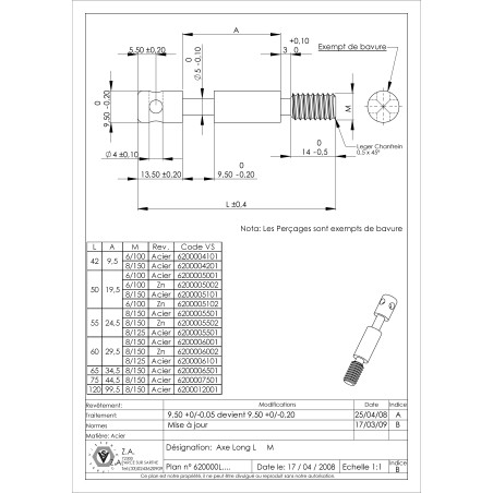 1 x Rod Zinc Plated long M8X60 Pitch 1.5