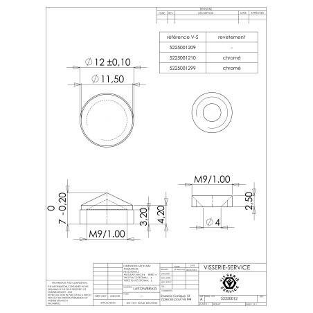 1 x Conical rosette or screw cover (1 rosette and 1 screw recess) Chrome Plated Brass Diameter 12 Linch Pin Screw M4