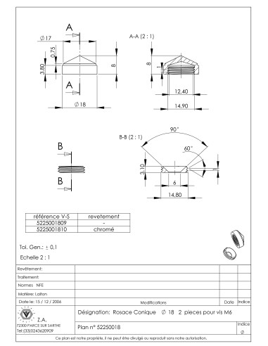 1 x Conical rosette or screw cover (1 rosette...