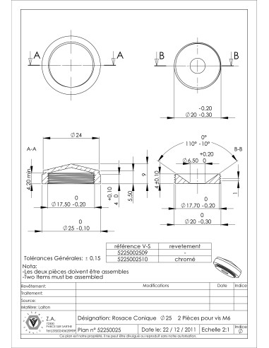 1 x Conical rosette or screw cover (1 rosette...