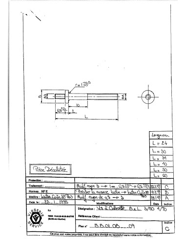 1 x Screw Collar Brass 8X70 P 3/50 4/70 Brass