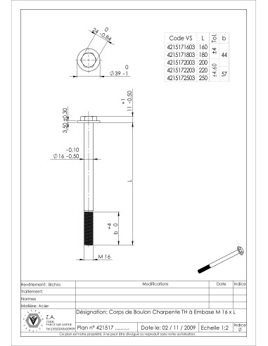 1 x Bolt Partial Thread Carpenter Hexagonal...
