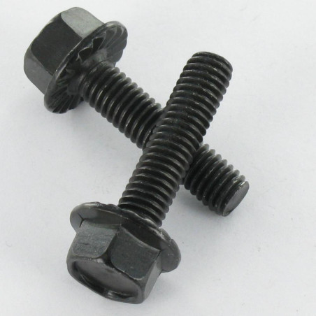 1 x Machine Screw Hexagonal Head M8X30 Black Zinc Plated Flange With Serration
