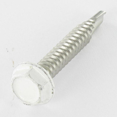 1 x Self Drilling Hexagonal Head 6.3X40 Stainless Steel A2 Ral9010/Pure White