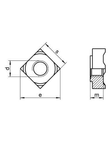 1 x Square Nut Welding M8 14X14X6.5 Stainless...