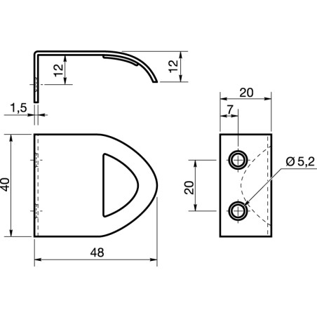 1 x Furniture handle 40X18 Nickel Plated