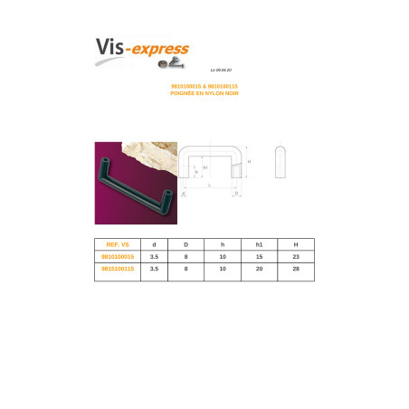 1 x HANDLE black nylon Length 120