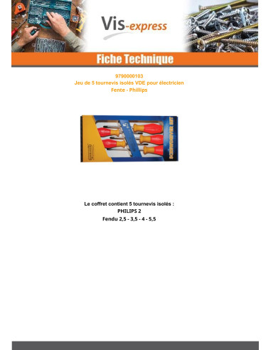 1 x Set of 5 Screwdriver Linch Pin electrician