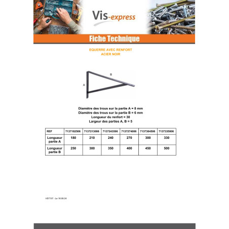 1 x Bracket REINFORCEMENT 240X350X30 Black Zinc Plated