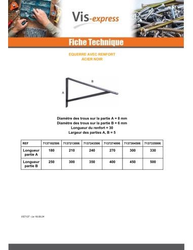 1 x Bracket REINFORCEMENT 270X400X30 Black Zinc...