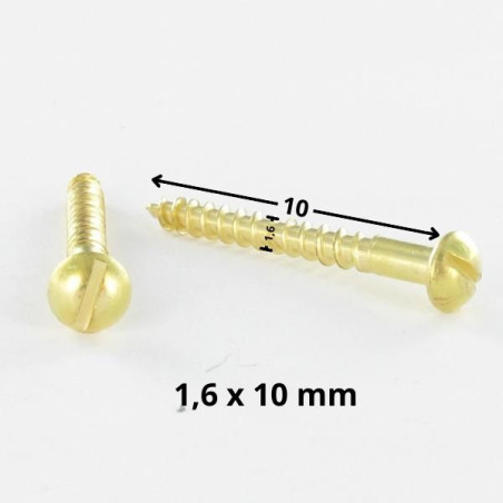 1 x Wood Screw Brass Round Head Slotted 1.6X10 micro screw