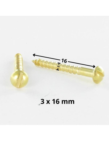 1 x Wood Screw Brass Round Head Slotted 3X16...