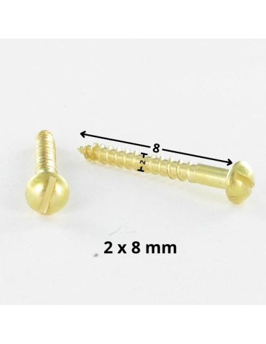 1 x Wood Screw Brass Round Head Slotted 2X8...
