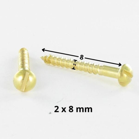 1 x Wood Screw Brass Round Head Slotted 2X8 micro screw