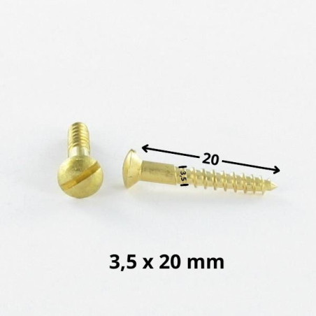 1 x Wood Screw Brass Pan Countersunk Head Slotted 3.5X20