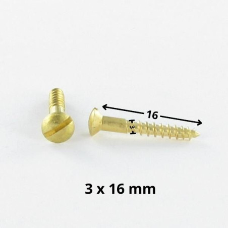 1 x Wood Screw Brass Pan Countersunk Head Slotted 3X16 micro screw