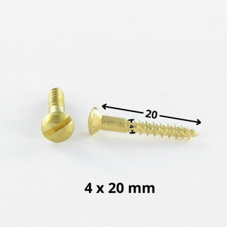 1 x Wood Screw Brass Pan Countersunk Head Slotted 4X20