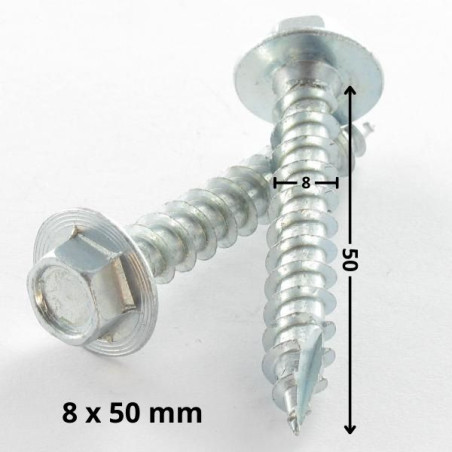 1 x Chipboard Screw Tekor Hexagonal Head Flange 8X50 Zinc Plated cut Type 17 Drilling Point