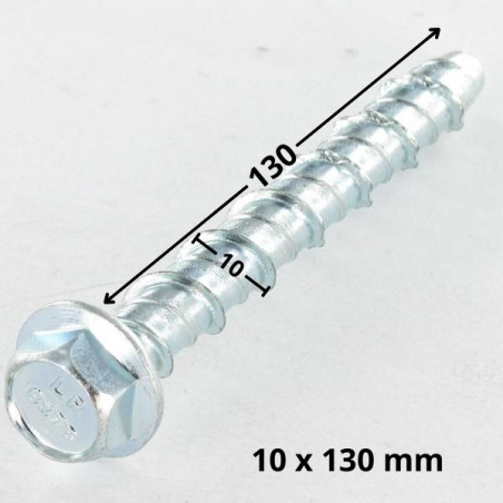 1 x Screw For Concrete Hexagonal Head Flange 12X130 For drilling 10X130 Zinc Plated
