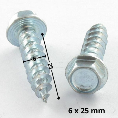 1 x Chipboard Screw Hexagonal Head Flange 6X25 Zinc Plated