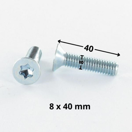 1 x Machine Screw Countersunk Head T40 M8X40 Class 10.9 Zinc Plated