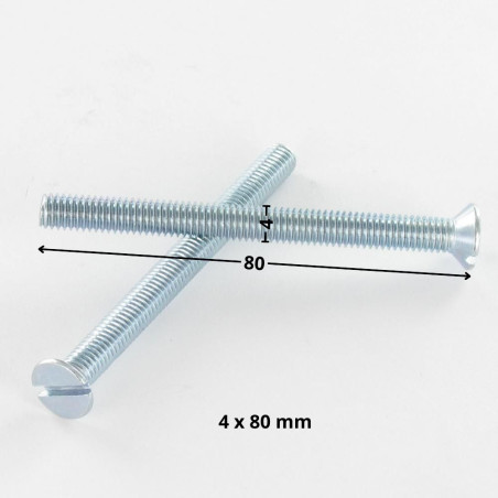 1 x Machine Screw Countersunk Head Slotted M4X80 Zinc Plated