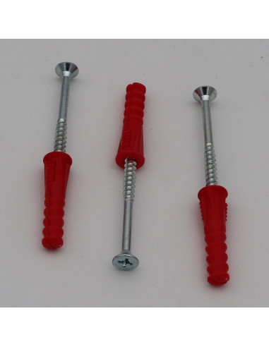1 x KIT 3 Plug Red 9X39 With 3 Chipboard Screw