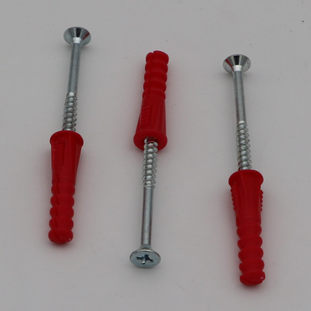 1 x KIT 3 Plug Red 9X39 With 3 Chipboard Screw