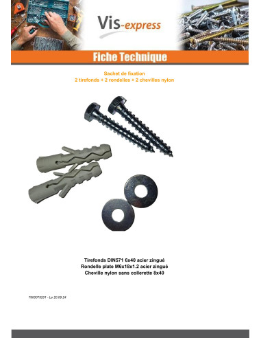 1 x KIT 2 Coach Screws/Hexagonal Head Wood 6X40...