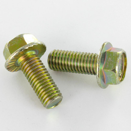 1 x Machine Screw Hexagonal Head M5X16 Flange With Serration Class 8.8 Yellow Zinc