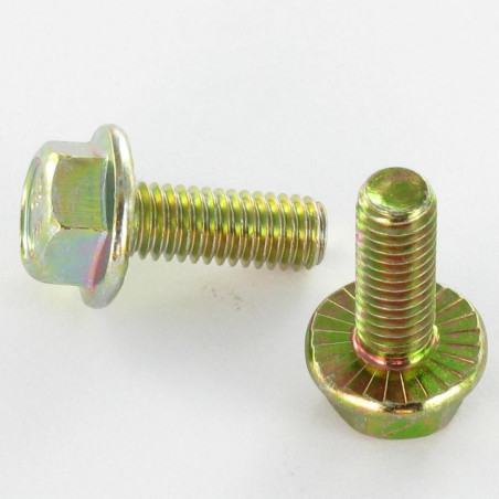 1 x Machine Screw Hexagonal Head M5X16 Flange With Serration Class 8.8 Yellow Zinc